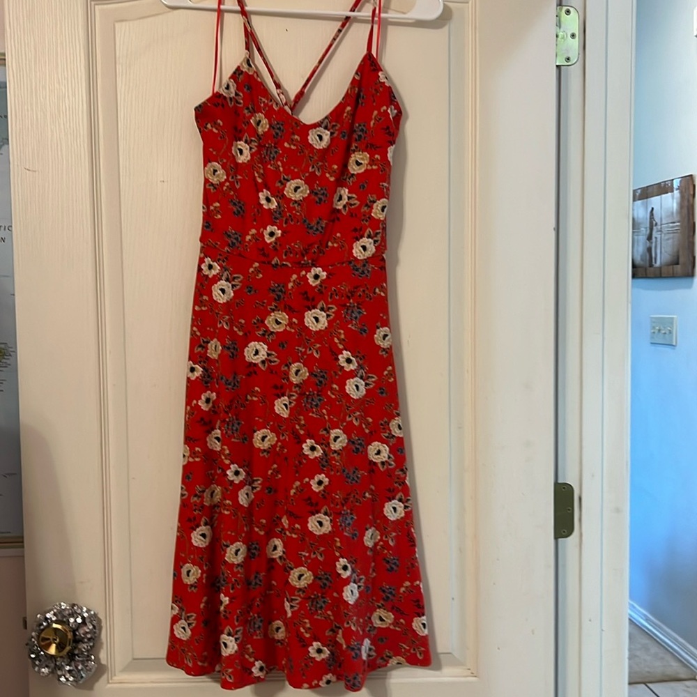 Red spaghetti strapped sundress